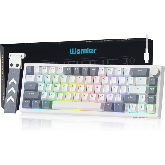 COSTOM Gaming Keyboard,60% Mechanical Keyboard Wired,QMK/VIA Cute Keyboard with Hot Swappable Gasket Mount RGB Key Board & Translucent Keycaps,Gray
